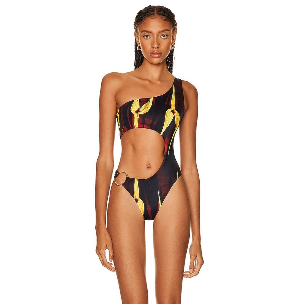 Louisa Ballou Half Moon One Piece Swimsuit in Midnight Orchid